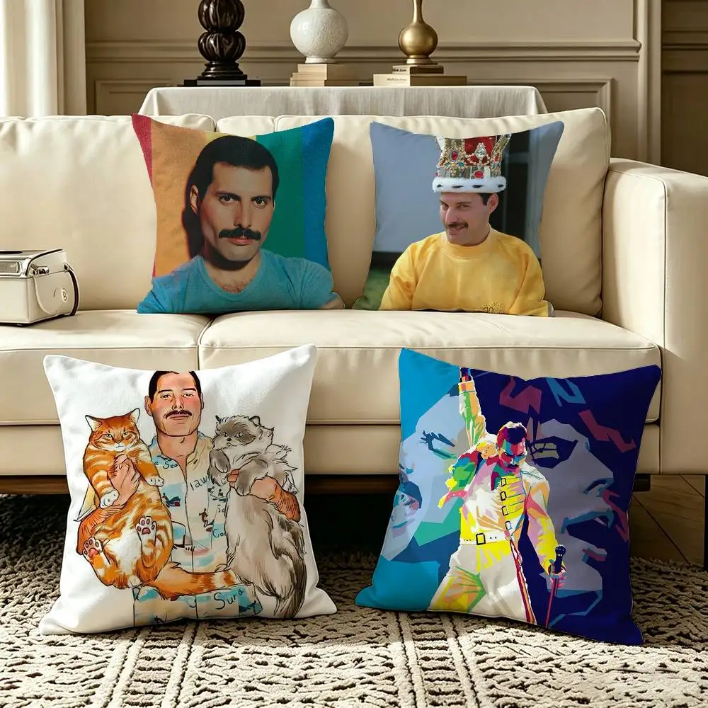 Freddie M-Mercury  Pillow Case Square Double-Sided Sofa Cushion Cover Bedroom Bedside Pillow