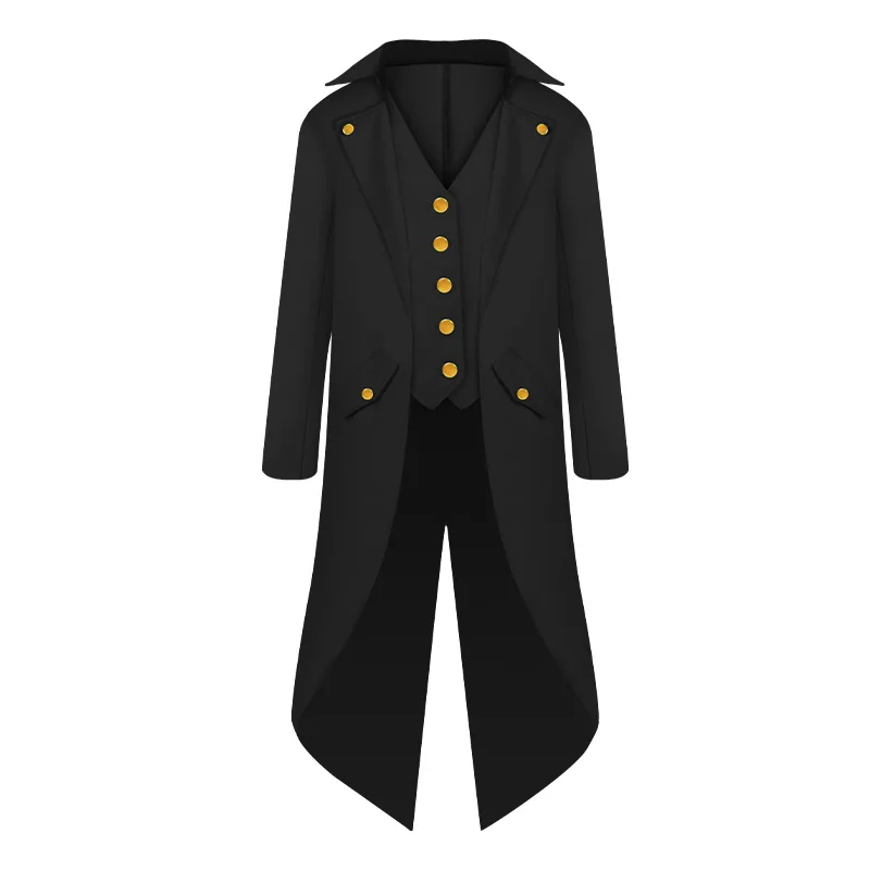 

Adult kids Victorian Costume 4XL Black Tuxedo Fashion Tailcoat Gothic Steampunk Trench Jacket Coat Frock Outfit Dovetail Uniform