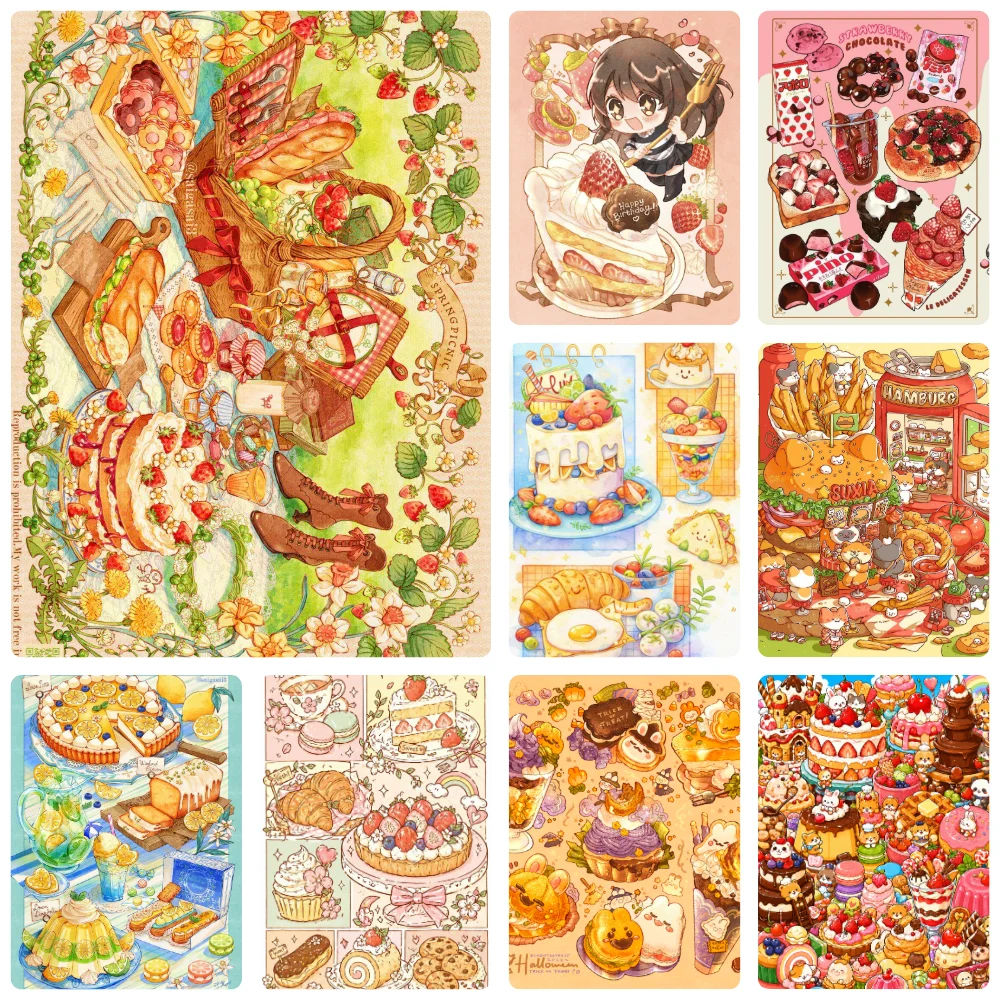 Diamond Painting Set Vintage Dessert Picnic Theme Mosaic Handcraft, Creative Holiday Gift for Wall Ornament