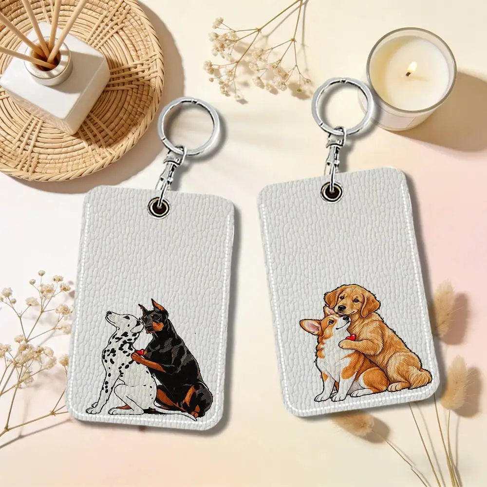 Funny Dog Love Sign Rectangle Keychain Card Holder, Badge Credit Card Holder, Student ID Card Holder, Bus Cards Cover