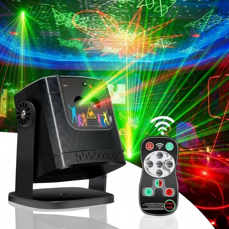 Laser Projector Light Remote Control Stage Lamp Color Pattern Strobe Lighting for KTV Bar Home Party Decor