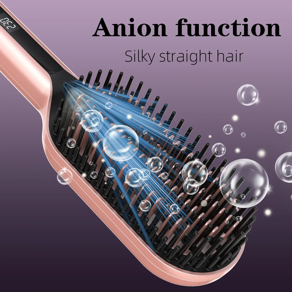 Brosse à lisser les cheveux ionique PTC avancée de haute qualité avec 5 réglages réglables, outils de lissage et de coiffure