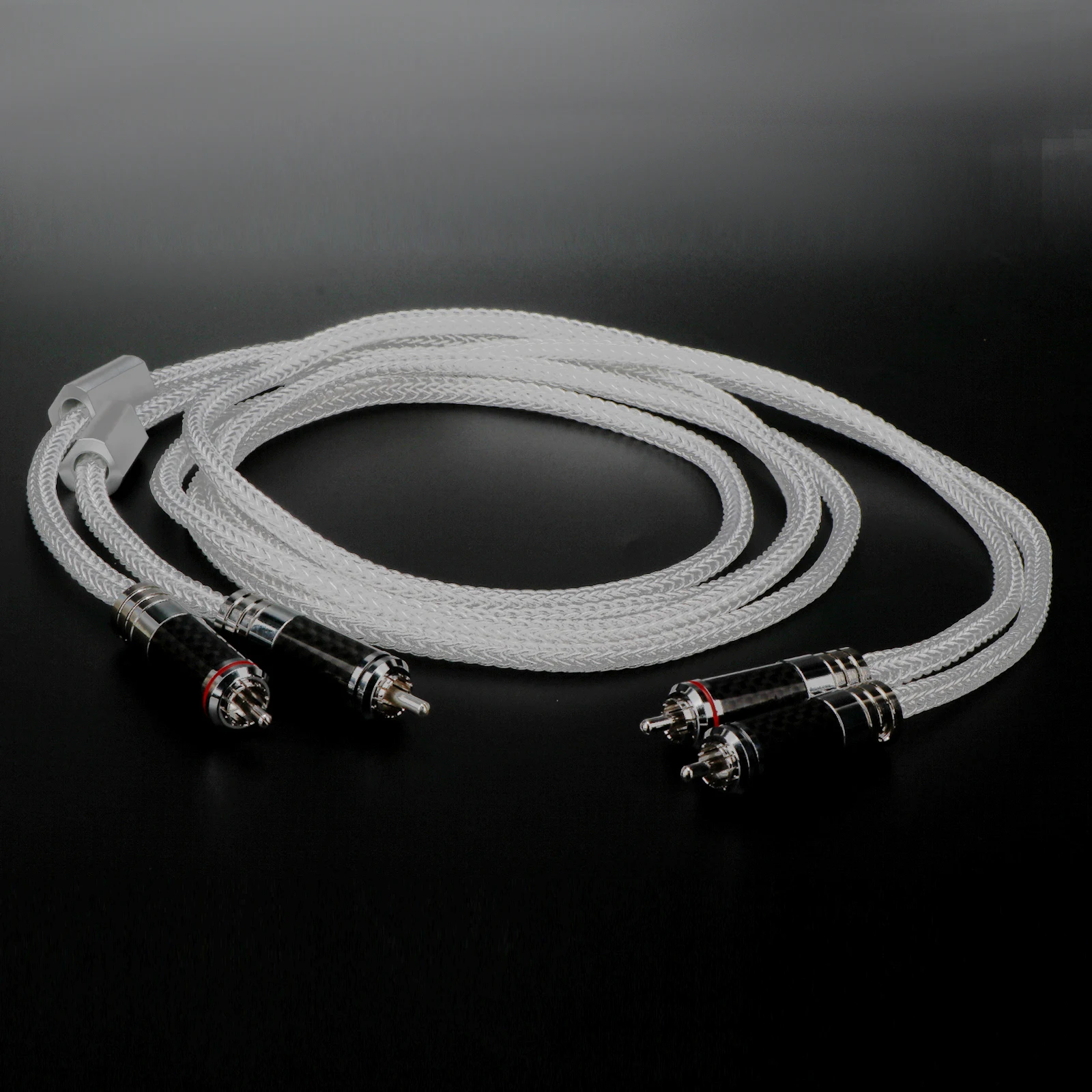 

Pair Pure Sliver RCA Audio Interconnect Cable Solid PSS Pure Silver Core Rhodium Plated Plug