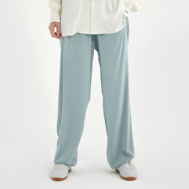 Lightweight Breathable Cotton Linen Tai Chi Pants for Men Women Spring Summer - Martial Arts Practice Sky Blue Wear
