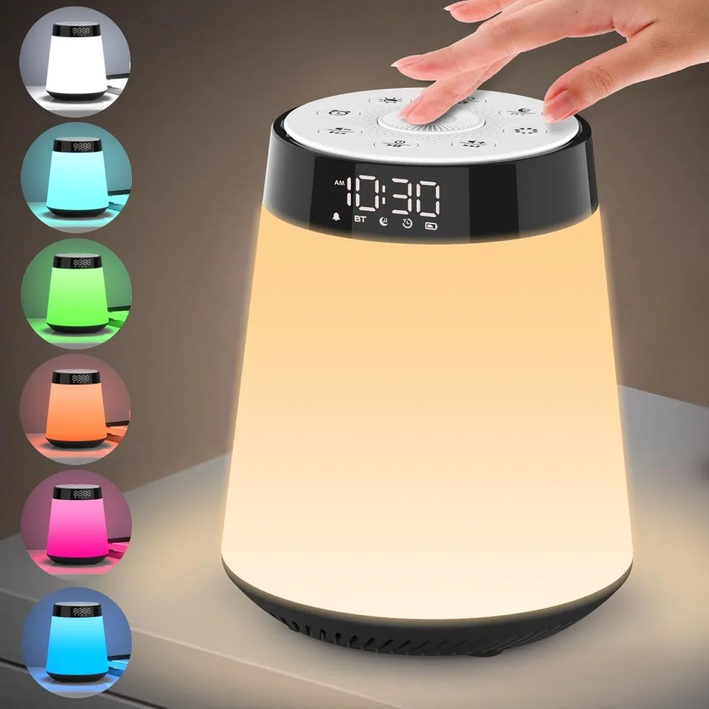 

XMSJ Sunrise Alarm Clock Wake Up Light, Bluetooth Speaker with Lights, Multicolor Dimmable Bedside Lamp for Bedroom,