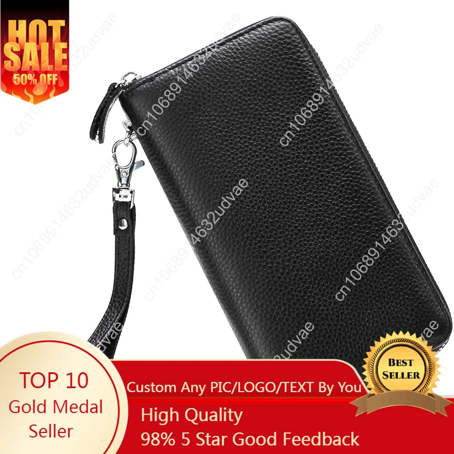 Womens Wallet RFID Blocking Genuine Leather Zip Around Wallet Clutch Wristlet Travel Long Purse for Women