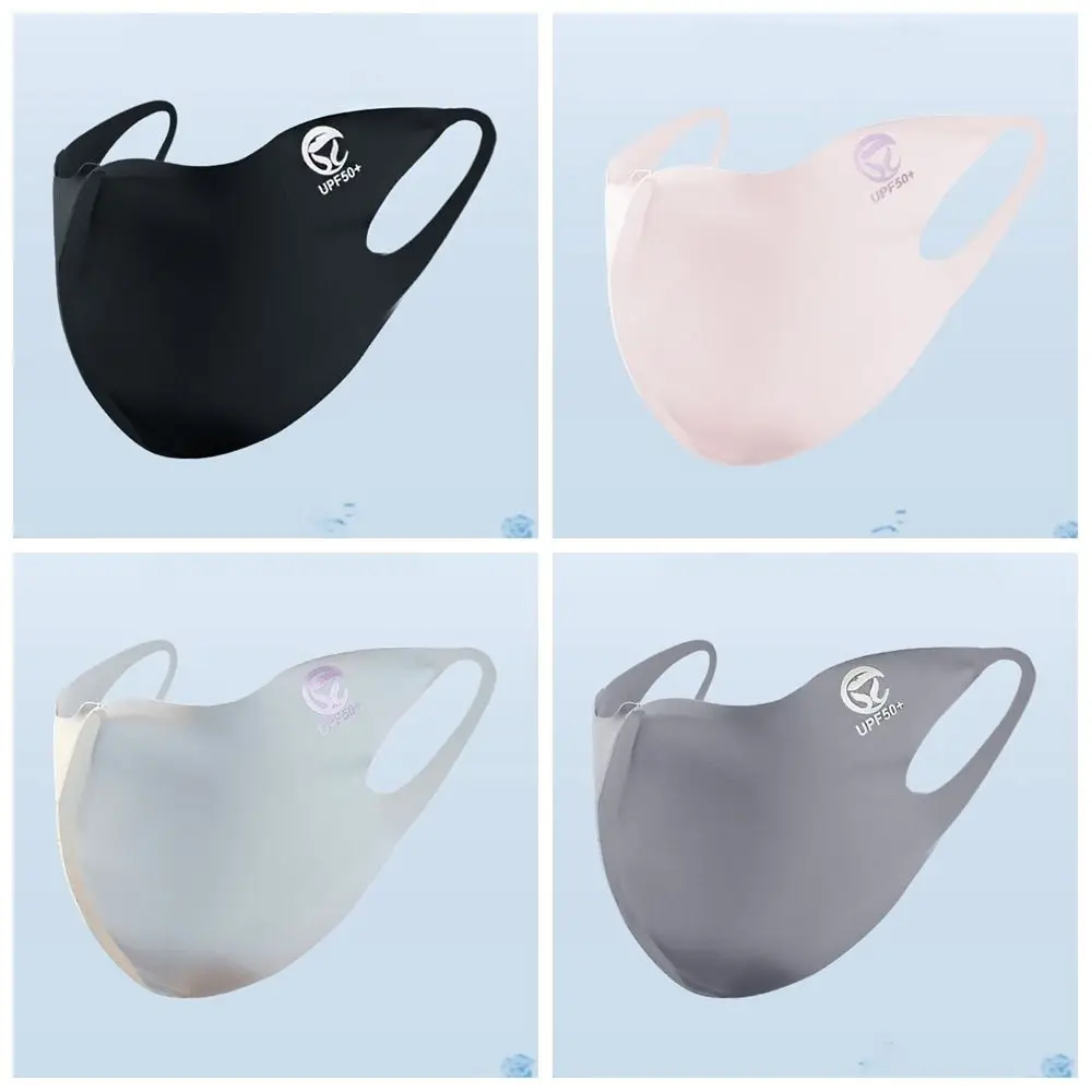 Breathable Sunscreen Face Scarf Ice Silk Mask Face Mask Solid Color Face Cover Summer UV Protection Face Gini Mask Outdoor