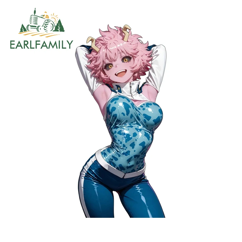 EARLFAMILY Ashido Mina Car Decals Eye-Catching Rearview Mirror Car Door Stickers Sunscreen Motorcycle Exterior Accessories