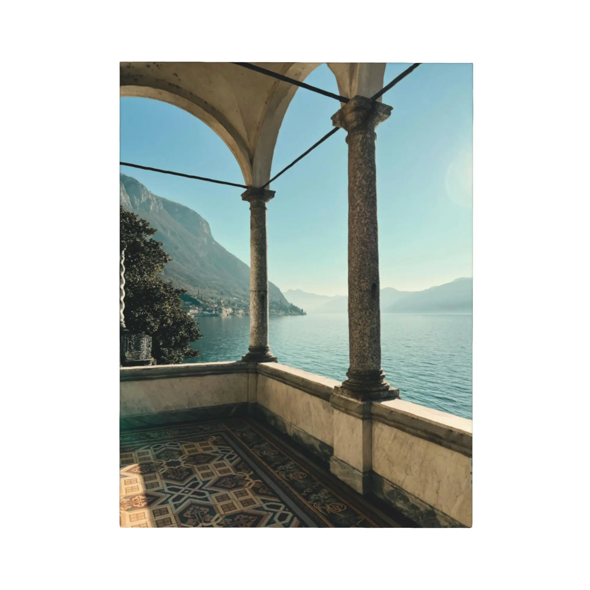 البحر الأبيض المتوسط نمط إيطاليا بحيرة كومو المناظر الطبيعية الخلابة المشهد ليكسايد العائمة مؤطرة قماش ملصق جدار ديكور