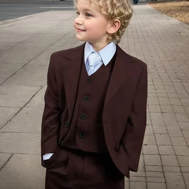 Suit For Boys 3-16 Years Old 3 Pieces Formal British Suit Set for Wedding Birthday Party Child Suit Custom Made Flower Boy Suit