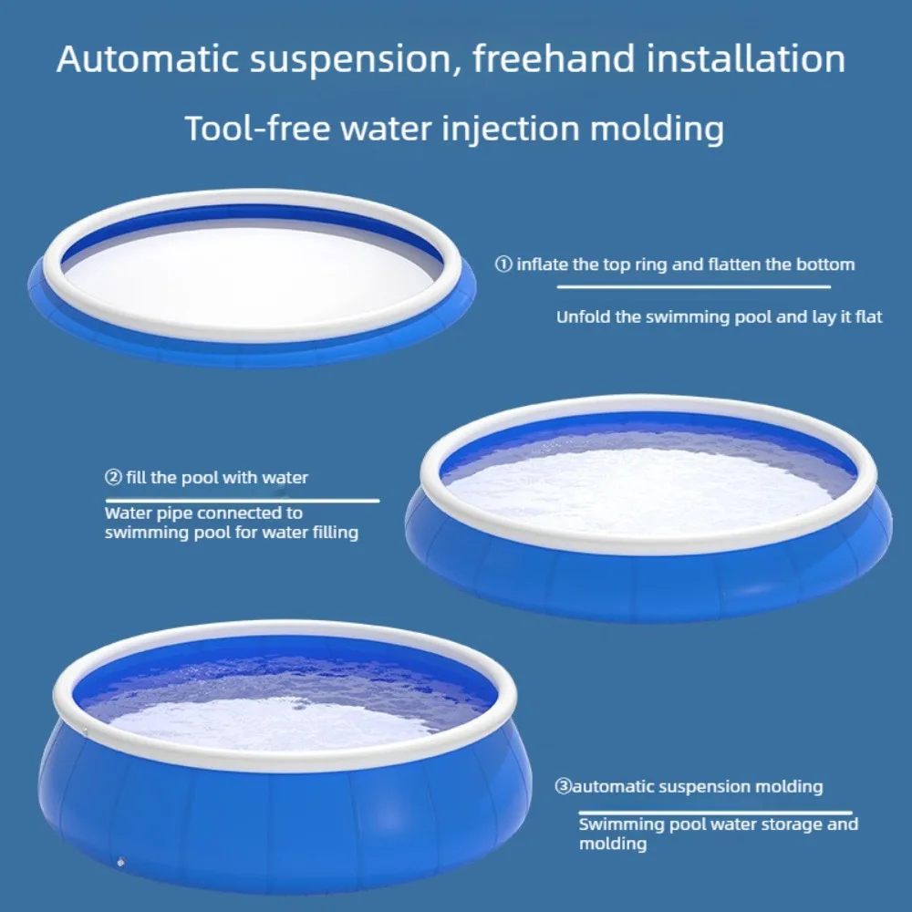 Picture 5: Large Round Inflatable Swimming Pool Above Ground Thickened PVC Family Backyard Pool with Durable Frame Quick Setup