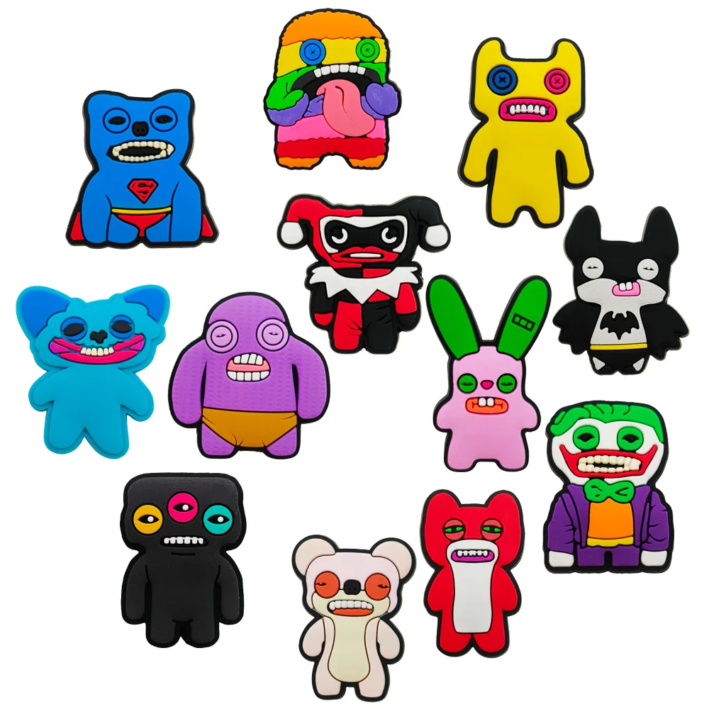 

12pcs Shoe Charms DIY Tooth Monster cartoon Accessories For PVC Decorations Fit to Bubble Slides Sandals Christmas Parties Gift