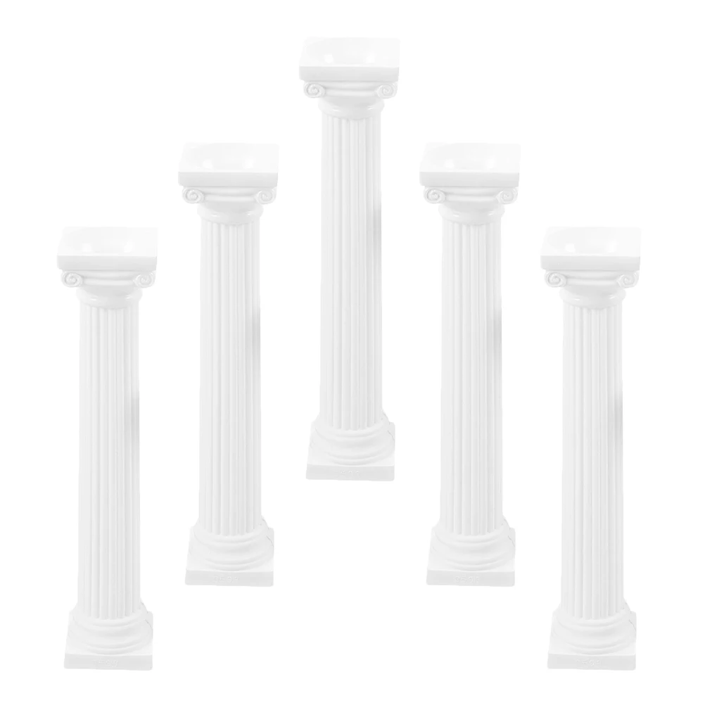 

5pcs Roman Statue 6 Inch Square Column Photo Prop Mini Greek Pillar Desk Roman Pillar Statue Decoration Home Accessory