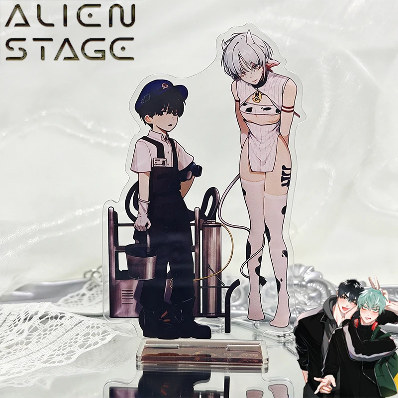 Anime Alien Stage Ivan Till Dairy Farmer Cosplay Standing Plate Creative Maid Kawaii Acrylic Figure Stand Desktop Ornament Prop