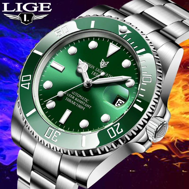 

Мужские часы LIGE, модные, роскошные, механические, с турбийоном, деловые, повседневные, спортивные, автоматические, из нержавеющей стали, водонепроницаемые.