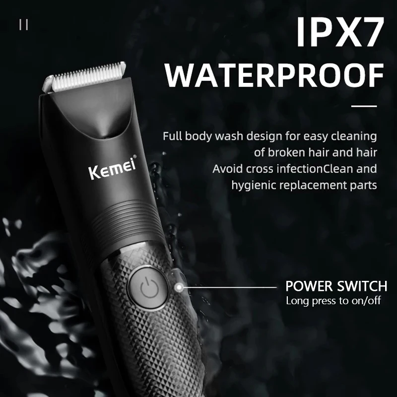 Kemei KM-1838 Groin Area Hair Trimmer Lawn Mower Ceramic Blade Waterproof Wet Dry Clippers Pubic Armpit Body Hair Hygiene Razor