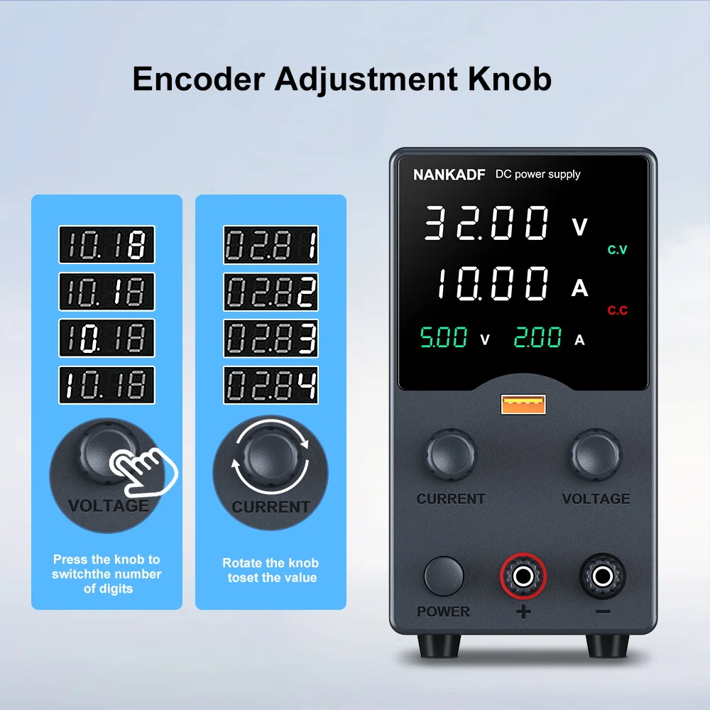 Imagem -04 - Nankadf-fontes de Alimentação de Laboratório Regulador Ajustável Comutação de Mesa Display de Carregamento Rápido Usb 32v 62v 120v