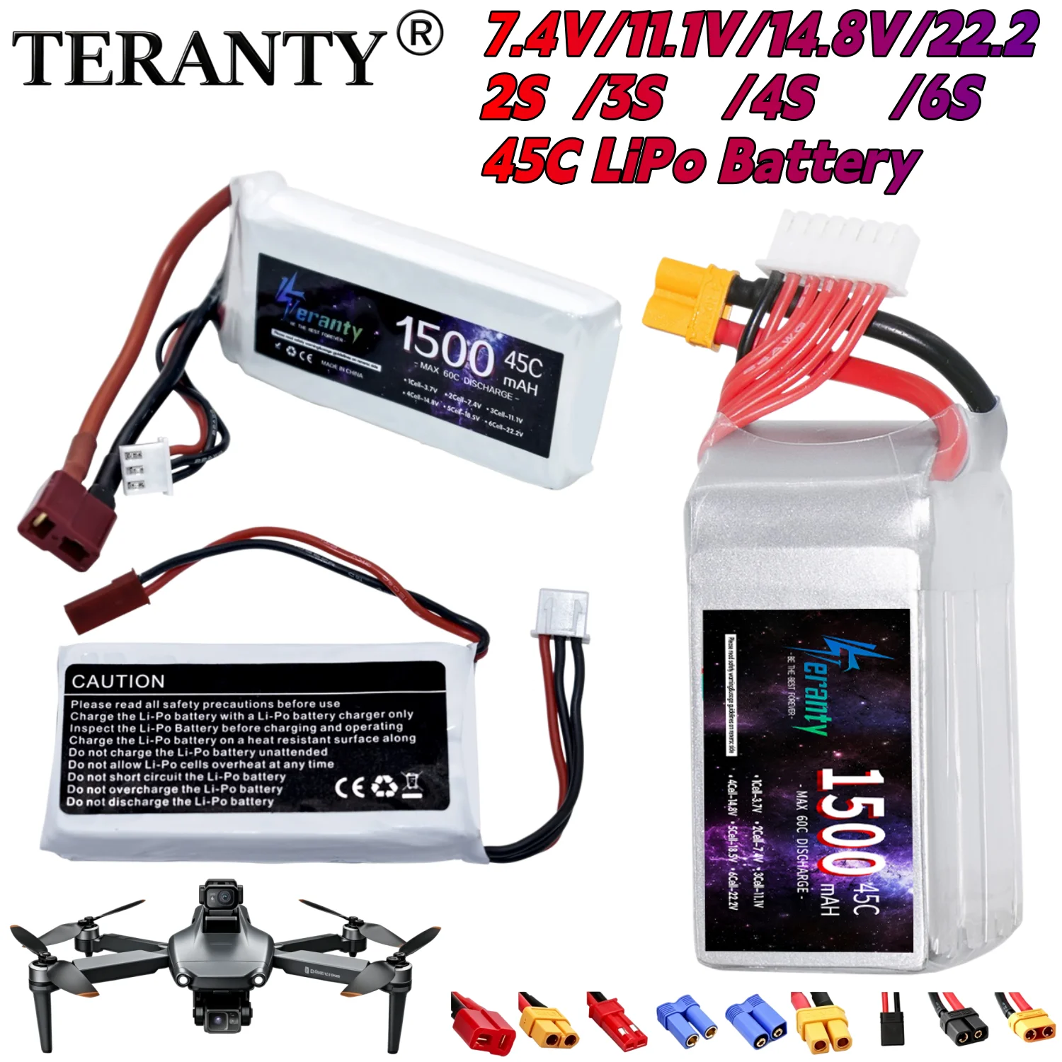 1-3PCS 2S 3S 4S 6S 1500MAH 45C Lipo Battery for FPV Crossover/Racing Drone Entry Level 3D Stunt Machine Flat Sports Off-road Car