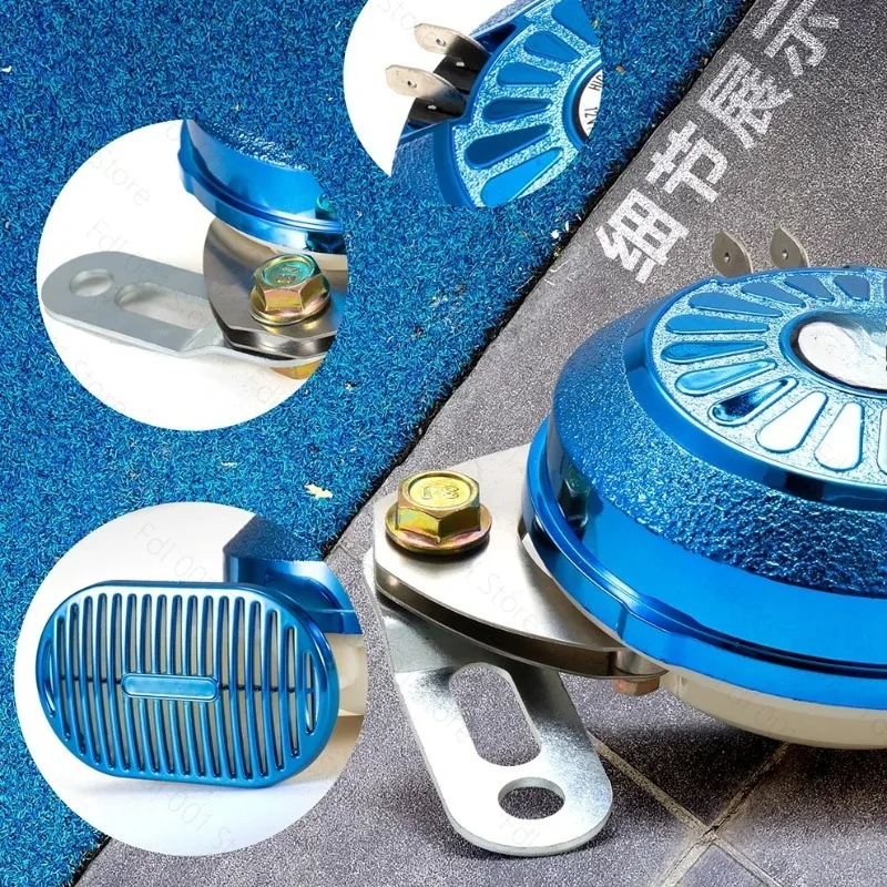 Car Double Horn Three-tone Horn Super Loud Battery Car Motorcycle Snail Horn 12V 24V Car Modification Parts A Pair