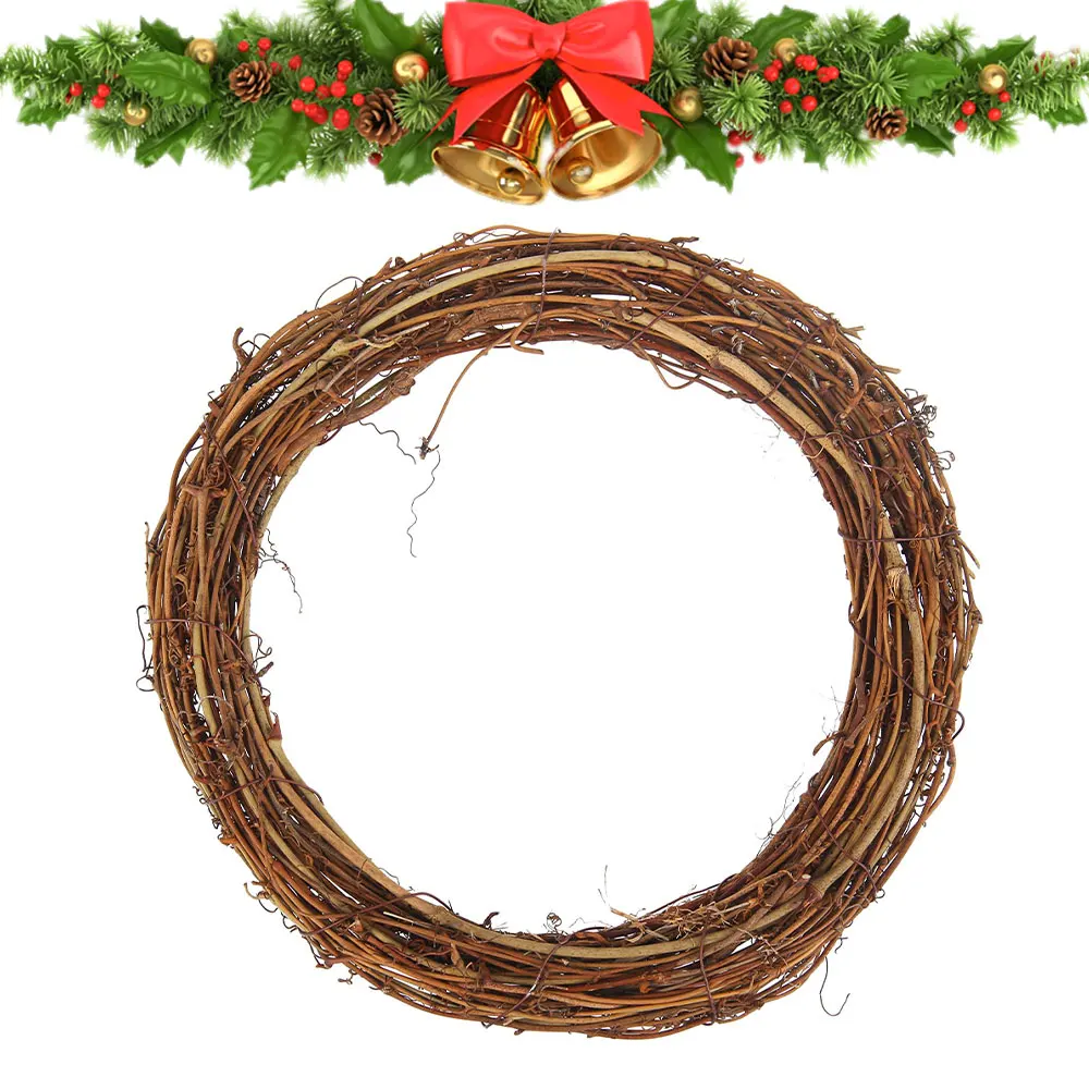 Natural Artificial Rattan Wreath Christmas Wreath Door Garland Vine Branch Wreath Xmas Wedding New Year Garden Home Party Decor