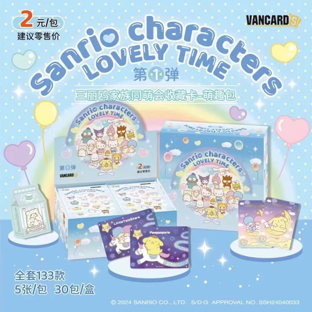 Vancard의 정품 Sanrio 크리에이티브 컬렉션 카드 러블리 타임 시리즈 헬로 키티 마이 멜로디 만화 활기찬 애니메이션 카드 키즈 선물