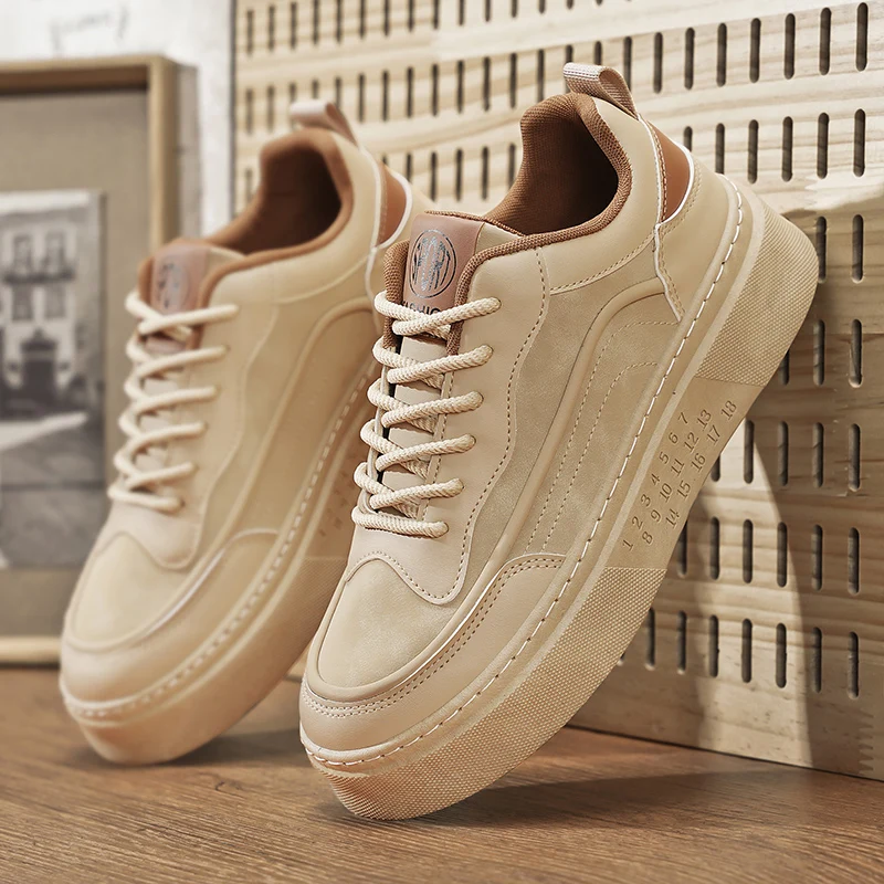 

2025 Spring and Autumn New Men Casual Shoes Pu Leather Breathable Sneakers Outdoor Anti Slip Footwear Wear-resistant Comfortable