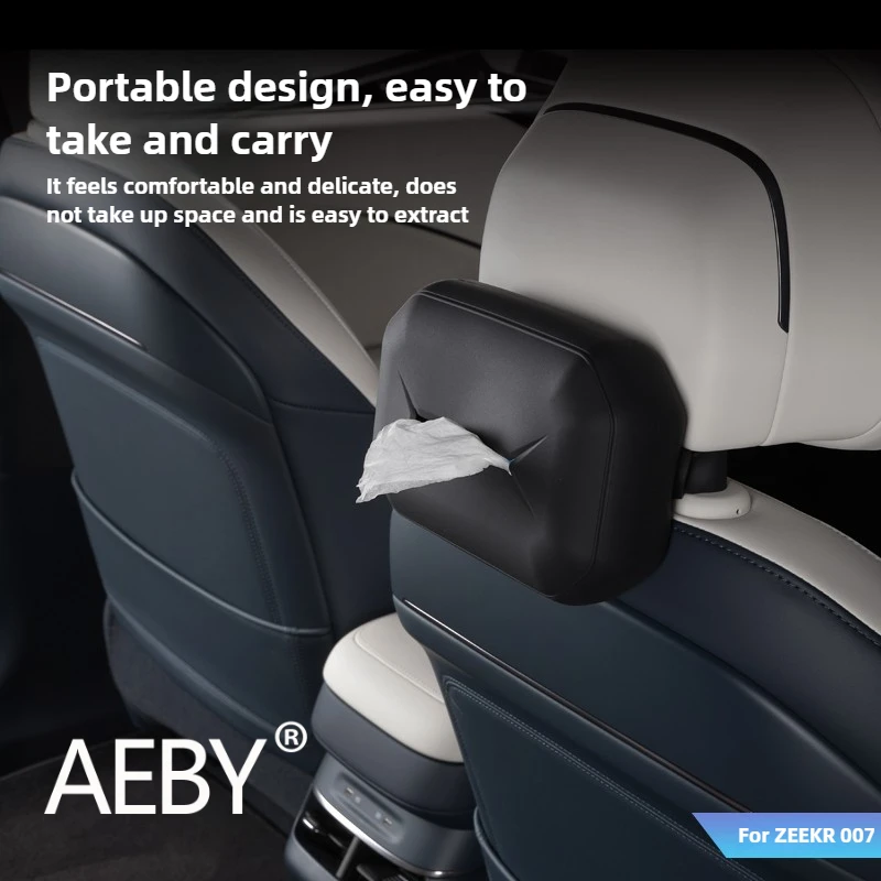AEBY لـ ZEEKR 007 2024 2025 حامل علبة مناديل السيارة، منظم تخزين متعدد الوظائف، ملحقات داخلية للسيارات مقاومة للماء