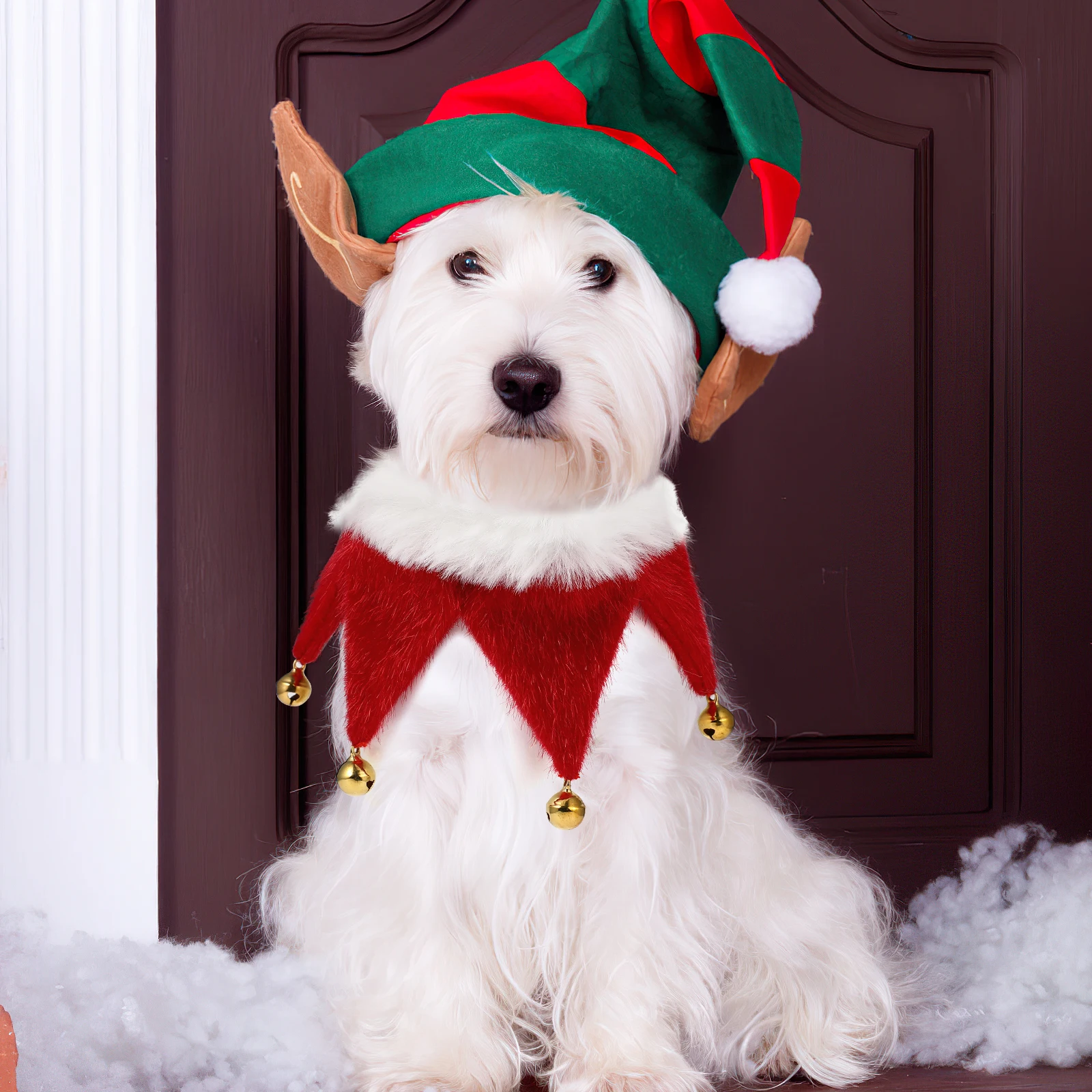 

Christmas Pet Scarf Bandana Bell Neckerchief Cat Dog Adjustable Triangle Neck Scarf Christmas Costume Size S Dog Bandanas