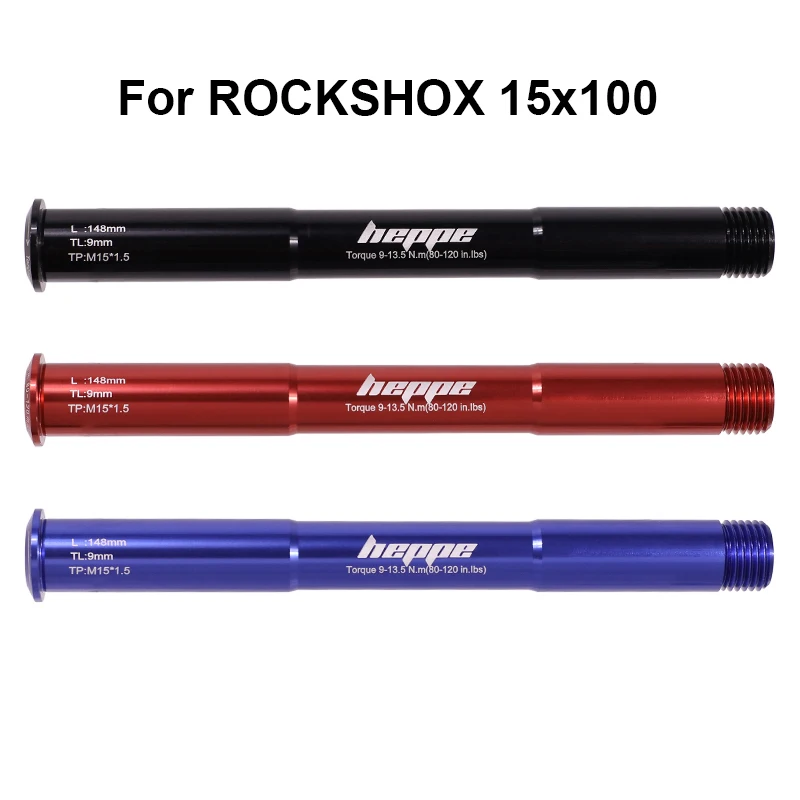 HEPPE Bike Thru Axle 15x110 Front Fork Skewers MTB Road Bike Quick Release Red Blue Thru Axle Skewers for ROCK SHOX 15x110 158mm