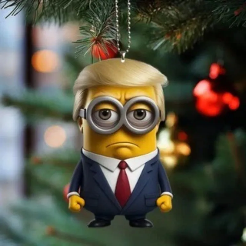 Minions Christmas Tree Hanging Pendant Personalized Funny 2D Acrylic Backpack Pendant Men Women Keychain Charms Decoration Gift