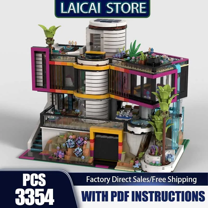 

Модель City Street View Moc, строительные блоки, модульная современная модель особняка, технология, кирпичи, сделай сам, сборка, игрушки, подарки