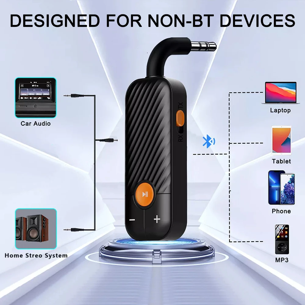 2 In 1 Bluetooth 5.2 Audio Receiver Transmitter 3.5MM 3.5 AUX With Mic Stereo Music Wireless Adapter For Car Airplane TV PC