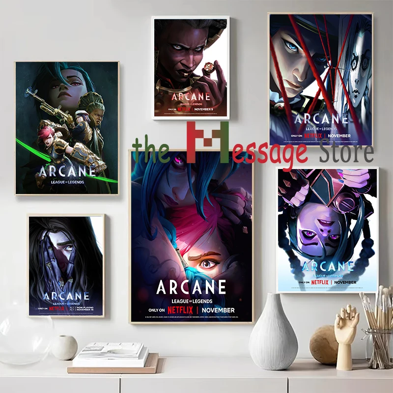 Arcane Season 2 Poster Arcane Series Wall Decor Jinx Vi Character Aesthetic Print LOL Game Canvas Painting Gaming Room Art Decor