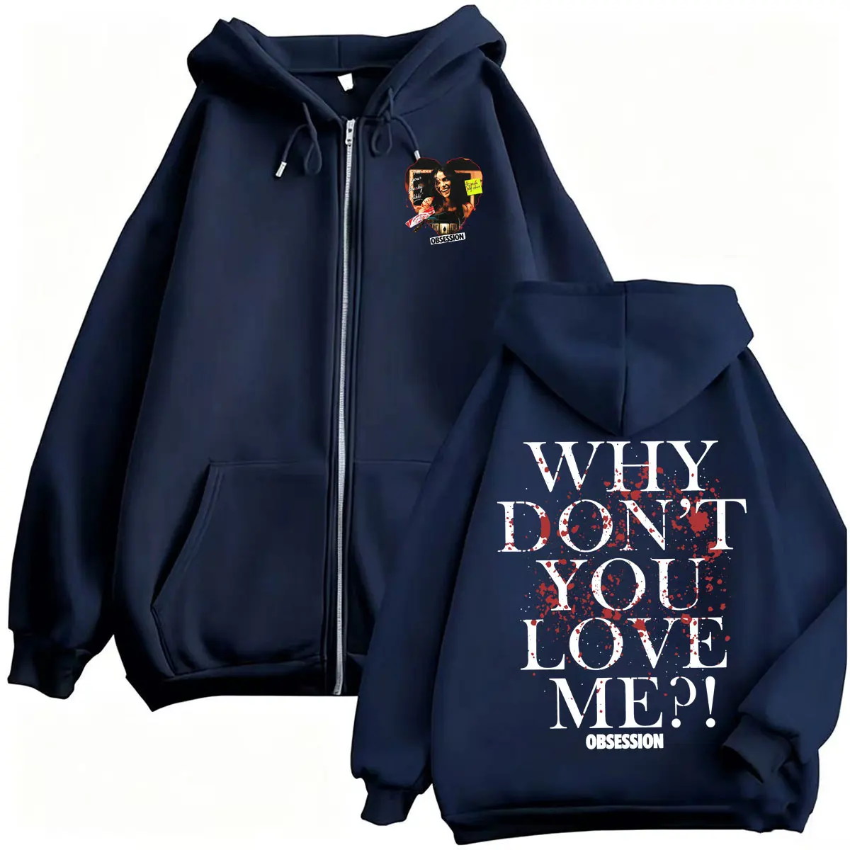 Obsession Horror Why You Don't Love Me Zip Up Hoodies One Wish Willow Sweatshirts Jacke Herren Damen Gothic Thriller Zipper Hoodie – Detail 3