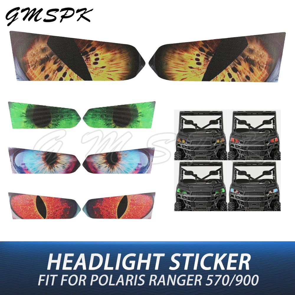 

ATV Headlight Protective Stickers Waterproof Head Light Eyes Decals Fit for Polaris Ranger 570 4x4 Crew XP 570 900 1000 Diesel