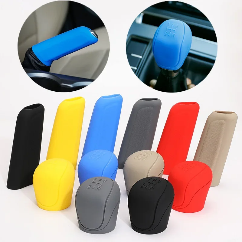 

Universal Car Silicone Gear Head Shift Shifter Knob Cover Gear Shift Collars Handbrake Car Hand Brake Covers Car Accessories