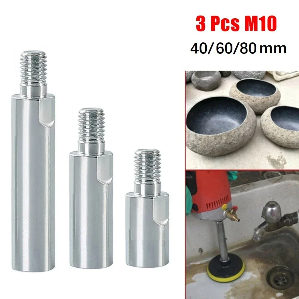 3pc Extension Rod Angle Grinder Extension Connecting Rod Polisher  Rotating Extension Shaft M10 Threaded Rod Grinding Tool Part