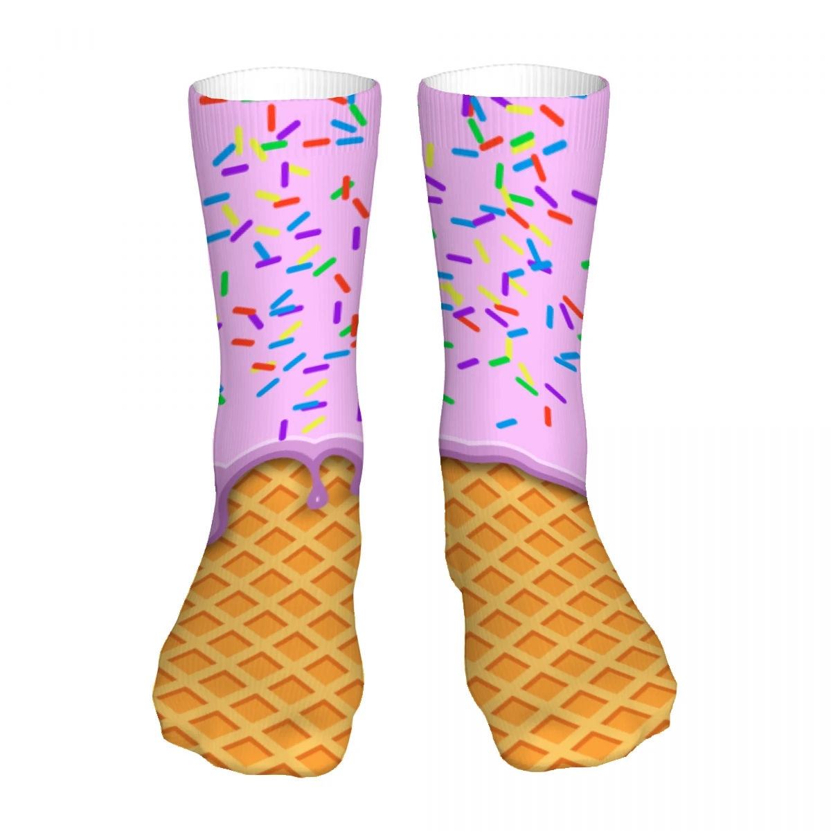 Strawberry Ice Cream Mens Womens Funny Crew Socks Cool 3D Printed Design Socks Fashion Comfortable Basketball Socks