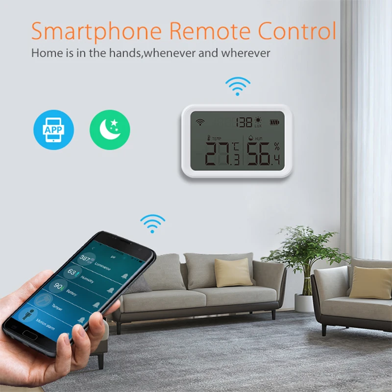 ZigBee Temperature Humidity Sensor Luminous Intensity Digital Thermometer Meter Wireless Weather Station Home Tuya Smart Life