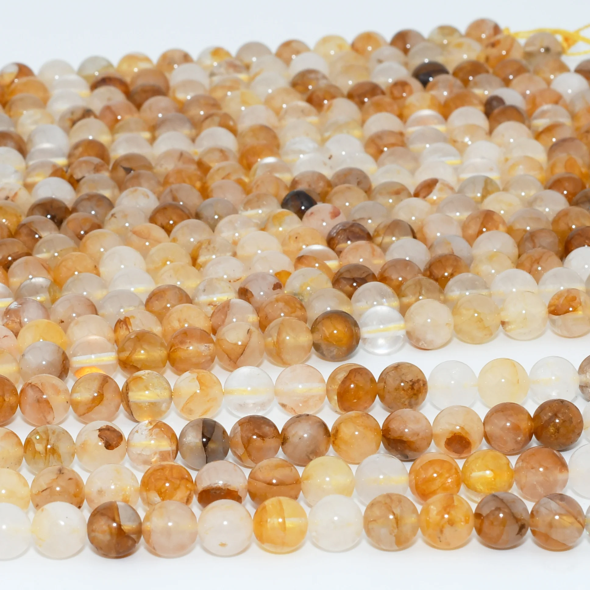 Natural Yellow Hematoid Quartz Loose Round Beads 8.3mm