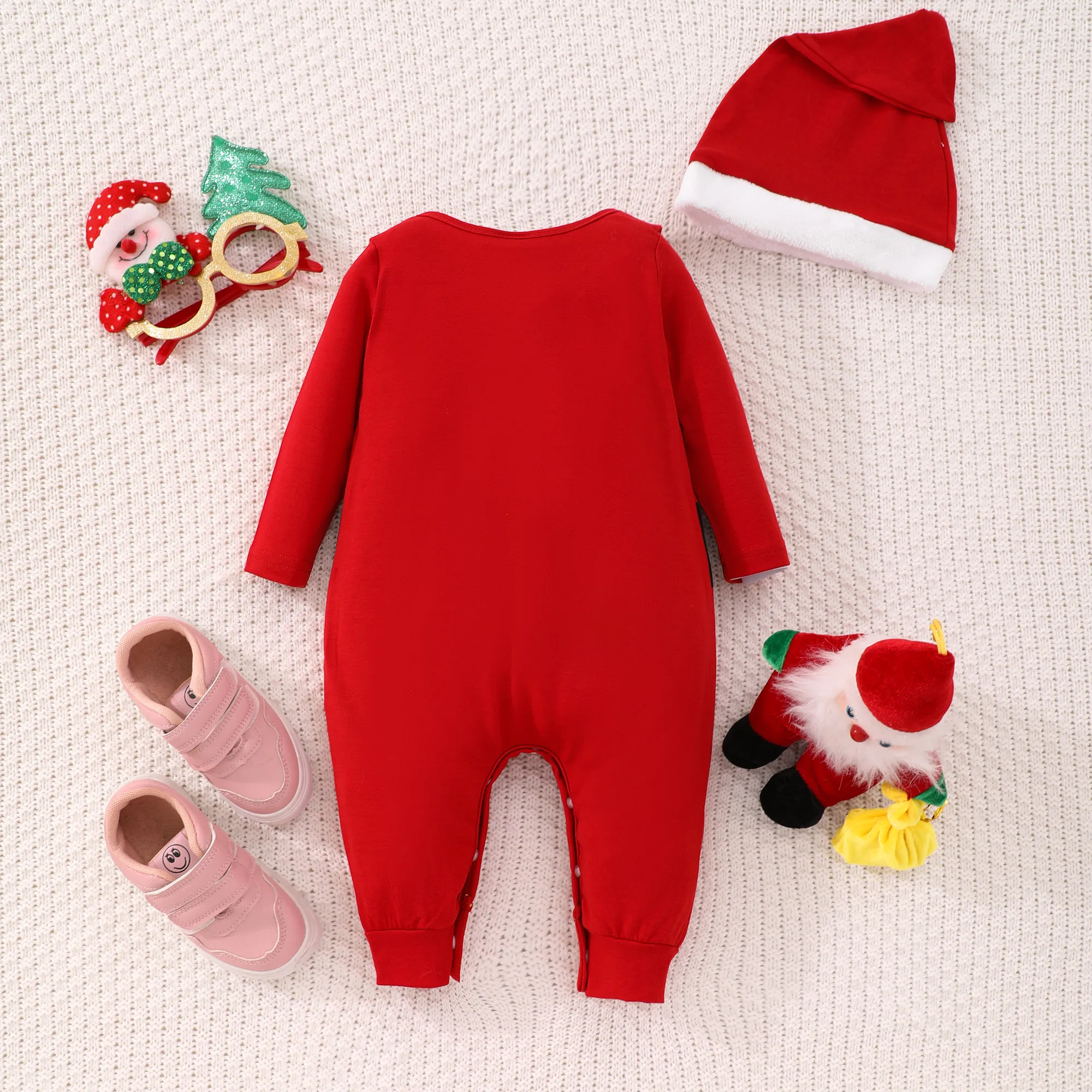 2023 Christmas Baby Clothes Autumn Long Sleeve Bodysuit + Hat 2 Piece Set Cute Baby Long Creeper Fashion Baby Romper