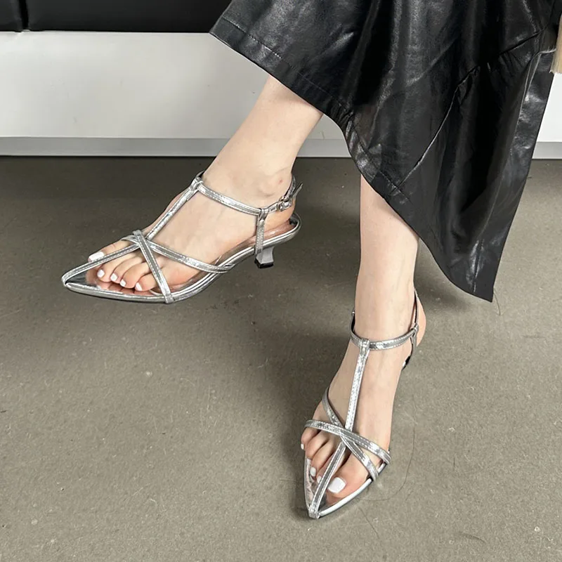 Women Heels Shoes Back Strap Modern Sandals Footwear Red Casual Shallow Ladies High Heels Shoes Female Pumps Fashion 2024 Slides