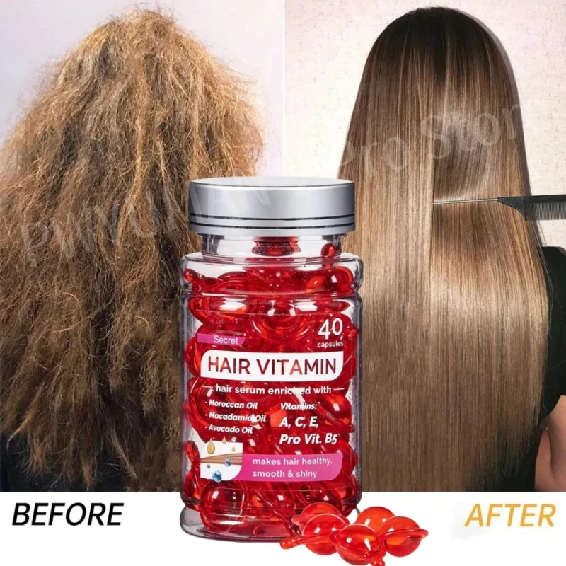 Cápsula de vitamina para el cabello de Argán marroquí, aceite de queratina para restaurar rápidamente el cabello, suave, liso y brillante, reparación de daños, cuidado del cabello seco y encrespado, caliente