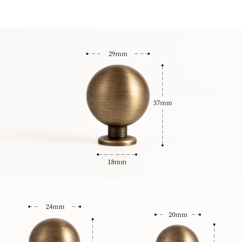 Round antique brushed brass cabinet knob — supplier illustration 21