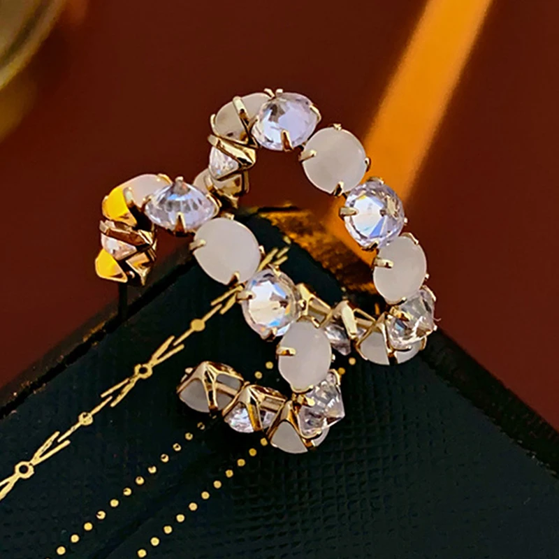 Mode runde Katzenauge Stein Zirkonia Ohrringe für Frauen Gold Farbe Kupfer Metall Ohrringe Party Alltags schmuck