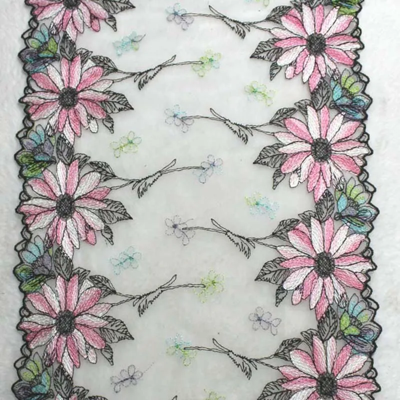 20Yards Bilateral Flower Embroidery Lace Fabric DIY Craft Sewing Supplies Decoration Accessories For Bikini Underware Lace Trim