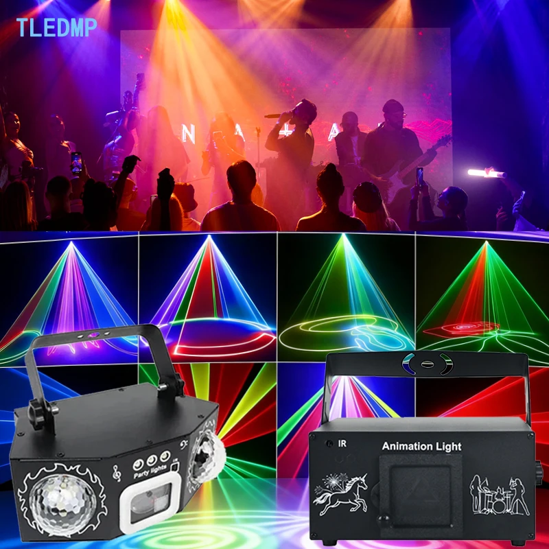 DJ Laser Light Stage Light Disco Light APP/DMX Control Pattern Projector Laser Show Projector for Party Carnival Christmas