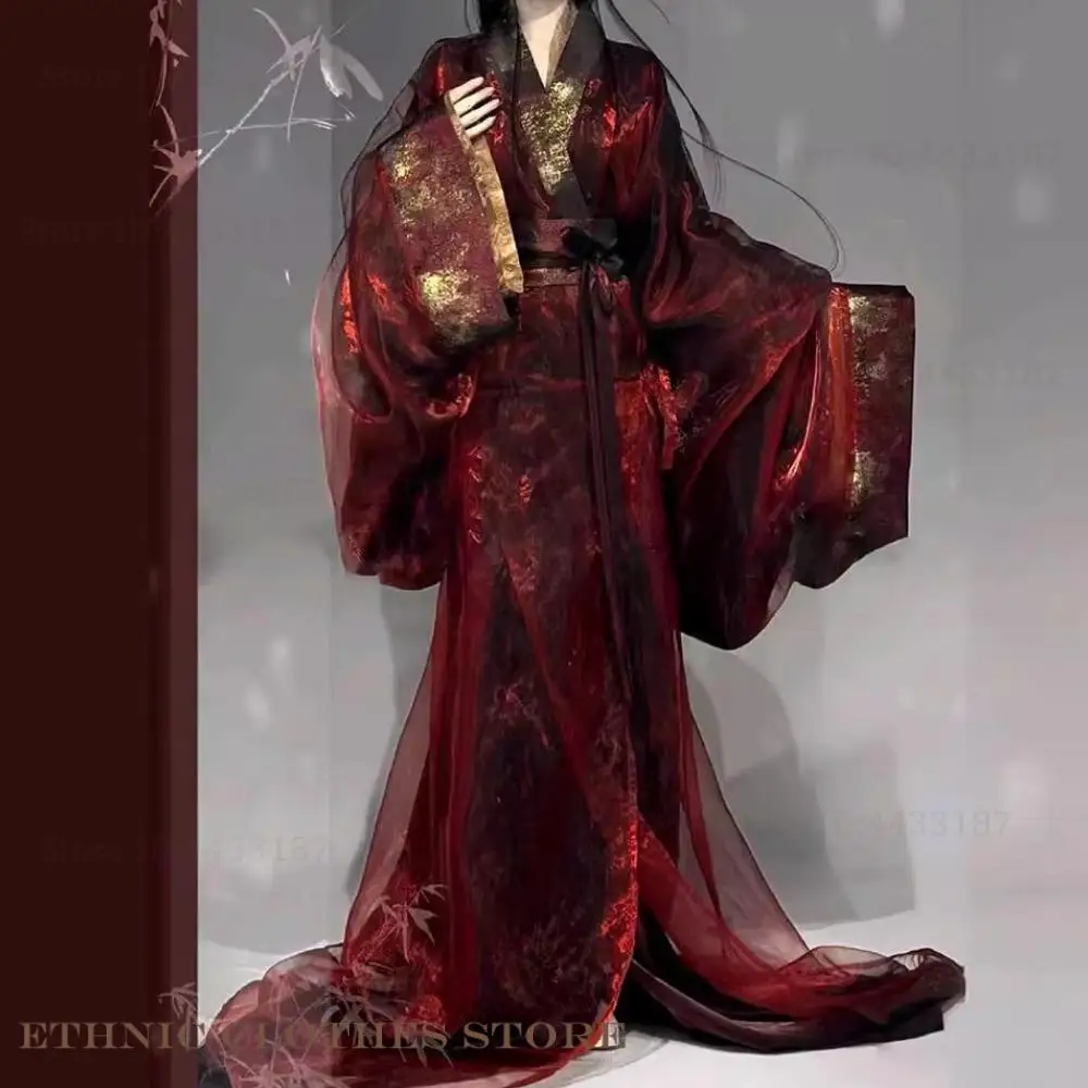 Warring States Robe Chinese Hanfu Suit Dress Women Carnival Cosplay Costume Outfit Fairy Style Big Sleeve Trailing Ancient Dress