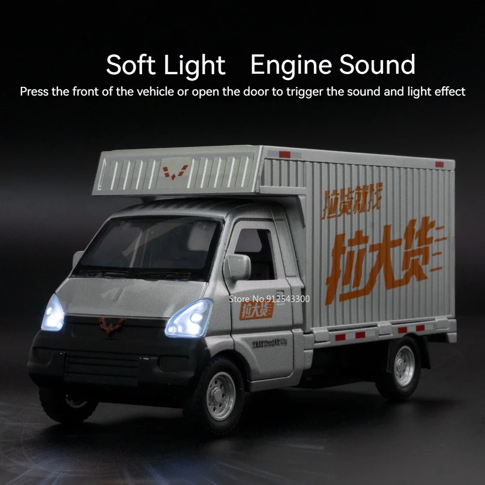 Maßstab 1:32 Wuling Rongguang Automodell Spielzeugtüren geöffnet Zurückziehen Metalldruckguss Miniatur-LKW-Modelle Sound Licht Geschenke für Kinder