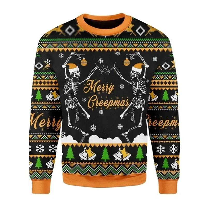 Hässliches Weihnachts-Sweatshirt mit Rundhalsausschnitt, 3D-Druck Unisex Die Hard Hans Gruber Pullover, Weihnachtsfilm Nakatomi Langarm-Party-Oberteil – Detail 6